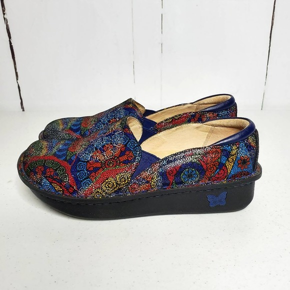 Alegria Debra Psych Fest Leather Wedge Heel Professional Clogs 38 - Picture 8 of 10